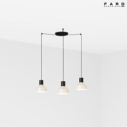 pendant luminaire KOMBO 3 flames E27 IP20, beige, black matt 