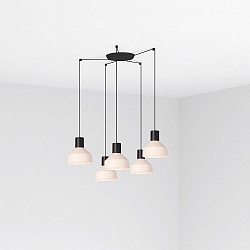 pendant luminaire KOMBO 5 flames E27 IP20, beige, black matt 