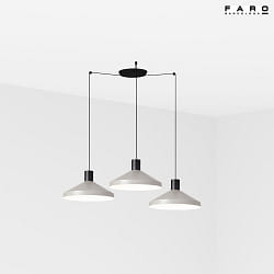 pendant luminaire KOMBO 3 flames E27 IP20, grey, black matt 