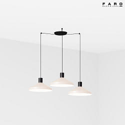 pendant luminaire KOMBO 3 flames E27 IP20, beige, black matt 
