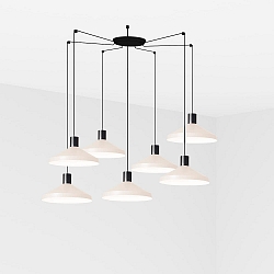 pendant luminaire KOMBO 7 flames E27 IP20, beige, black matt 