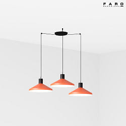 pendant luminaire KOMBO 3 flames E27 IP20, black matt, terracotta 