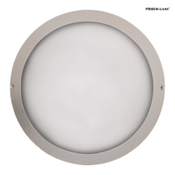 LED Auenwandleuchte 27cm, IP65, 8W, 4000K, 1000lm, rund, Abdeckung opal, silber