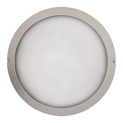 LED Auenwandleuchte 27cm, IP65, 10W, 4000K, 1200lm, rund, Abdeckung opal, silber