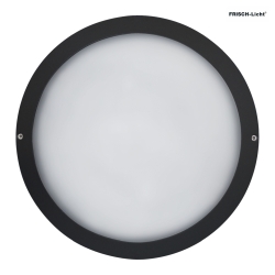 LED Auenwandleuchte 27cm, IP65, 8W, 4000K, 1000lm, rund, Abdeckung opal, schwarz