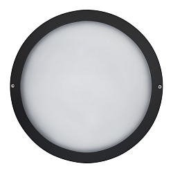 LED Auenwandleuchte 27cm, IP65, 10W, 4000K, 1200lm, rund, Abdeckung opal, schwarz