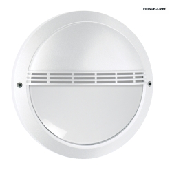 LED Auenwandleuchte 27cm, IP65, 8W, 4000K, 900lm, mit Gitter, rund, Abdeckung opal, wei