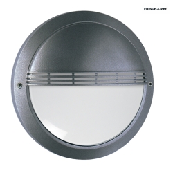LED Auenwandleuchte 27cm, IP65, 8W, 4000K, 900lm, mit Gitter, rund, Abdeckung opal, anthrazit