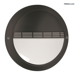 LED Auenwandleuchte 27cm, IP65, 8W, 4000K, 900lm, mit Gitter, rund, Abdeckung opal, schwarz