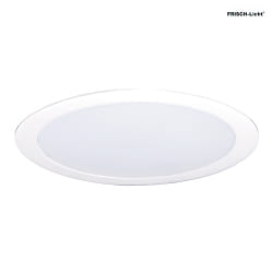 LED Einbau-Downlight, 17cm, rund, flach, 110, 13W, 1600lm, IK05, IP44, dimmbar, wei/opal, 3000K