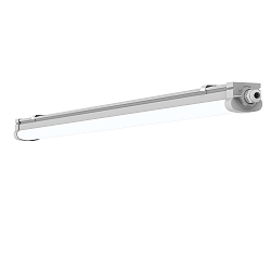 LED Feuchtraum-Wannenleuchte, IP66 IK08, Schnellmontage, durchverdrahtet, schaltbar, grau, 60cm, 9-18W 4000K 1250-2500lm