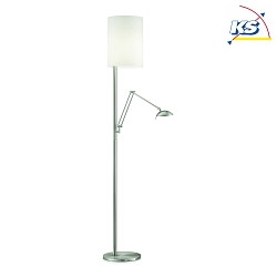 Knapstein LED Floor lamp 952, nickel matt, shade chintz white
