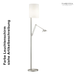 LED Stehleuchte 952, Uplight + Leselicht, 31.5W 2700K, CRi >90, separat dimmbar, Nickel matt / Schirm Chintz Dark Taupe