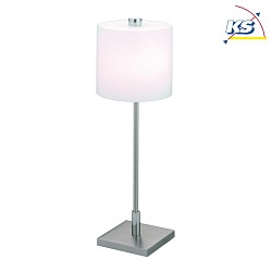 Knapstein LED Table lamp 586, glass opal matt white, nickel matt/chrome