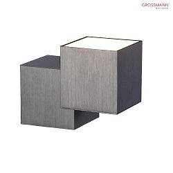 LED Wall luminaire ROCKS, cube, 2 flames, 1240lm, 15,6W, 2700K, aluminum, dim-to-warm