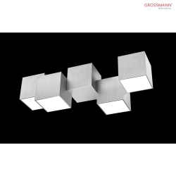 LED Ceiling luminaire ROCKS, cube, 4 flames, 2480lm, 28,2W, 2700K, aluminum, dim-to-warm