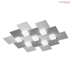 LED Ceiling luminaire CREO, 7 flames, 4340lm, 50,4W, 2700K, aluminum, dim-to-warm, separately switchable