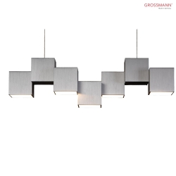 LED Pendant luminaire ROCKS, cube, 5 flames, 2850lm, 31,9W, 2700K, aluminum, height adjustable, dim-to-warm