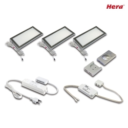 3pc. set of under-cabinet luminaire Dynamic LED SKY 6W + surface mount remote + LED transformer 30W, inox look