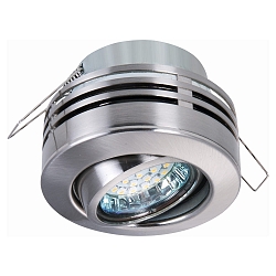 Half recessed spot, GX5,3, rotatable and pivotable, IP20, chrome satin