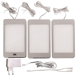 LED Under cabinet luminaire SASKIA, set of 3, 18W, 3000K, 810lm, IP20, silver