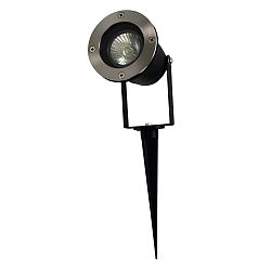 Erdspie-Strahler YUYAO, IP44, GU10 max. 7W, mit 150cm Steckerkabel, neigbar, V2A Edelstahl / klar