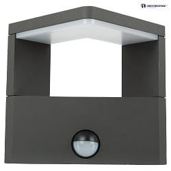 Outdoor LED Wandleuchte BONITA, IP54, 10W 3000K 600lm, Alu, anthrazit, mit Bewegungsmelder