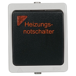 Surface mounted wet room Heating emergency switch, illuminated, 2-pin, IP54, anthracite gray