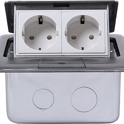Floor socket, 2-fold, with child lock, 250V, max. 3680W, IP20