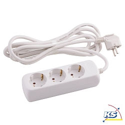 Socket, 3-fold, 3G1,5mm, white, 3m connection cable