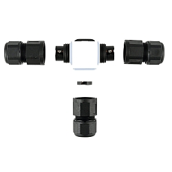 T Cable connector, 3 pole, IP68, black