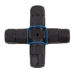 Cross cable connector, 3-pin, IP68, black