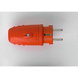 Schutzkontakt-Gummi-Stecker, 2-polig, 250V, max. 16A, 3x 1.5mm, IP44, rot