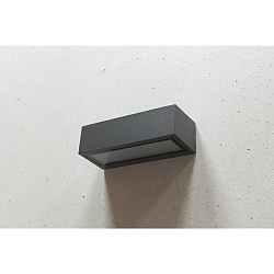 Auenwandleuchte MADURA, IP54, eckig, Up/Down, mit optionaler Abschattungs-Platte, E27, anthrazit / Glas innenmattiert