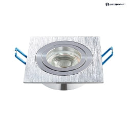 Recessed spot DL7801, SQUARE, GU10 & GU5.3, LED max. 8W, IP20, swiveling, brushed aluminum