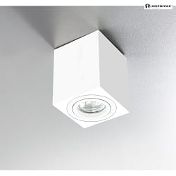 Aufbaustrahler ADL8001, IP20, eckig, GU10 max. 5W, 25 schwenkbar, Anschlusskabel mit Klemme, wei