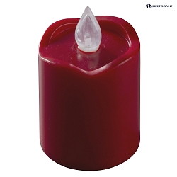 LED Candle with warm white flickering flame, battery operated, 1900K, IP44, red