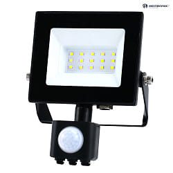 Outdoor LED Flutlichtstrahler BOLTON 2.0, mit Sensor, IP44, 50cm Kabel (offen), schaltbar, Alu schwarz, 10W 3000K 735lm
