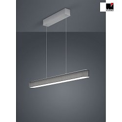 LED Pendant luminaire BOKI 2 LED, 1015mm, IP20, nickel matt anodised / chrome, shade anthracite