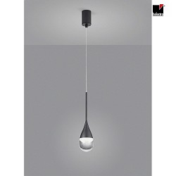 LED Pendelleuchte DEEP, 5.5W 2700K 450lm, CRi >90, Pendel 10-180cm, Aluminium / Glas teilsatiniert, schwarz eloxiert