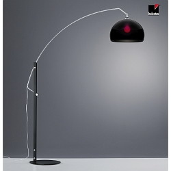 Stehleuchte / Bogenlampe DORO, IP20, E27, ausziehbar, schaltbar, Stahl / Acrylglas, mattschwarz / Arm chrom / Schirm schwarz