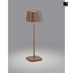 Lampe de table  accu KORI angulaire, indirect, avec variateur tactile IP65, marron, rouille gradable