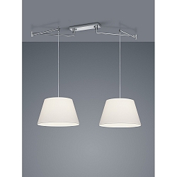Pendant luminaire CERTO 1, 2 flames, E27, IP20, chrome / shade chintz white