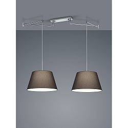 Pendant luminaire CERTO 1, 2 flames, E27, IP20, chrome / anthracite