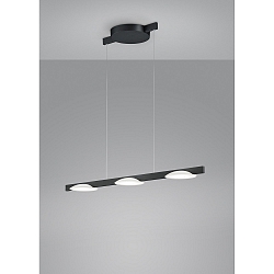 LED Pendant luminaire POLE LED, 3 flames, IP20, black matt anodised