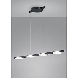 LED Pendant luminaire POLE LED, 4 flames, IP20, black matt anodised