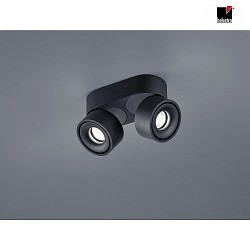 ceiling luminaire NAKA 2 flames, adjustable IP20, black matt dimmable