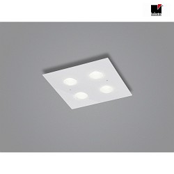 LED Deckenleuchte NOMI, IP20, 4-flammig, 38 x 38cm, 28W 2700K 1910lm, dimmbar, Stahl + Murano-Glas, wei matt