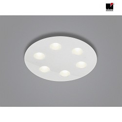 LED Deckenleuchte NOMI, IP20, 6-flammig,  49cm, 40W 2700K 2780lm, dimmbar, Stahl + Murano-Glas, wei matt
