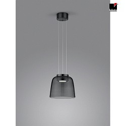 LED Pendelleuchte ODA, IP20,  30cm, mit Rauchglas-Schirm, 25W 2700K, CRi >90, dimmbar, schwarzchrom / Schirm grau
